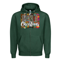 Sports Green Western Merry Christmas Zipper Hoodie - CowhideDigitalArt