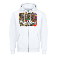 White Western Merry Christmas Zipper Hoodie - CowhideDigitalArt
