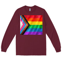 Burgundy Pride flag Long Sleeve Tee - CowGirlArtShop