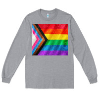 Heather Grey Pride flag Long Sleeve Tee - CowGirlArtShop