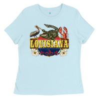 Baby Blue louisiana state Ladies Tee - BarkalooDesign