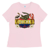 Bubblegum Pink louisiana state Ladies Tee - BarkalooDesign