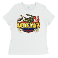 White louisiana state Ladies Tee - BarkalooDesign