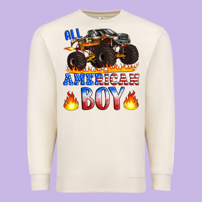 All American Boy Monster Truck Premium Sweatshirt Designed By Artiststas