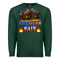 Sports Green all american boy monster truck Premium Sweatshirt - Artiststas