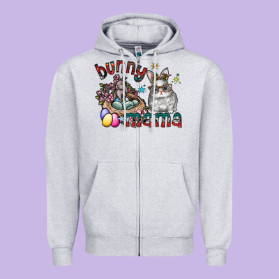 Bunny Mama Zipper Hoodie Designed By Cowhidedigitalart