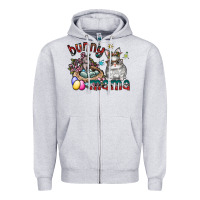 Heather Grey Bunny mama Zipper Hoodie - CowhideDigitalArt