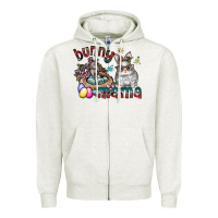 Oatmeal Heather Bunny mama Zipper Hoodie - CowhideDigitalArt