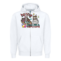 White Bunny mama Zipper Hoodie - CowhideDigitalArt