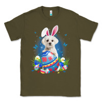 Army Green Bunny Maltese With Egg Basket Easter Flower Hunting Egg Classic Tee - minhPixels