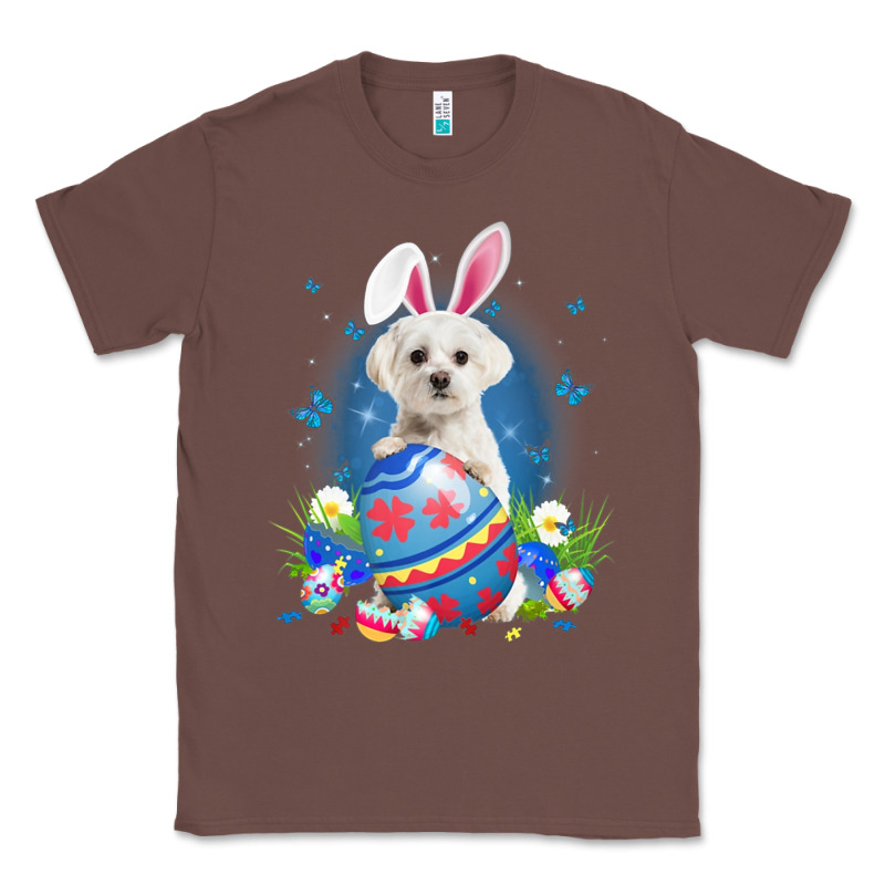 Bunny Maltese With Egg Basket Easter Flower Hunting Egg Classic Tee by minhPixels | Teevron