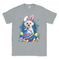 Heather Grey Bunny Maltese With Egg Basket Easter Flower Hunting Egg Classic Tee - minhPixels