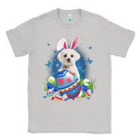 Moon Dust Bunny Maltese With Egg Basket Easter Flower Hunting Egg Classic Tee - minhPixels