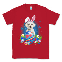 Red Bunny Maltese With Egg Basket Easter Flower Hunting Egg Classic Tee - minhPixels
