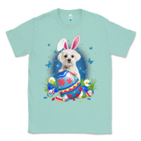 Seafoam Bunny Maltese With Egg Basket Easter Flower Hunting Egg Classic Tee - minhPixels