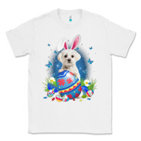 White Bunny Maltese With Egg Basket Easter Flower Hunting Egg Classic Tee - minhPixels