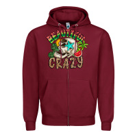 Burgundy Beautiful Crazy Summer Zipper Hoodie - CowhideDigitalArt