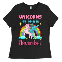 Black unicorns are born in november Ladies Tee - Jasminsmagicworld