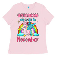 Bubblegum Pink unicorns are born in november Ladies Tee - Jasminsmagicworld