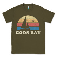 Army Green Coos Bay Or Vintage Sailboat 70S Throwback Sunset Classic Tee - minhPixels