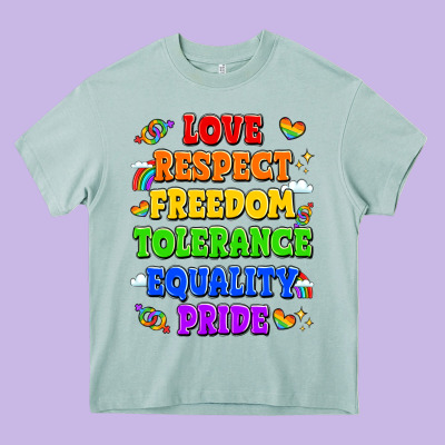 Love Respect Freedom Tolerance Equality Pride Heavy Core Tee Designed By Lillyallendesigns