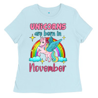 Baby Blue unicorns are born in november Ladies Tee - Jasminsmagicworld