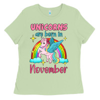 Matcha unicorns are born in november Ladies Tee - Jasminsmagicworld