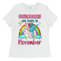 White unicorns are born in november Ladies Tee - Jasminsmagicworld