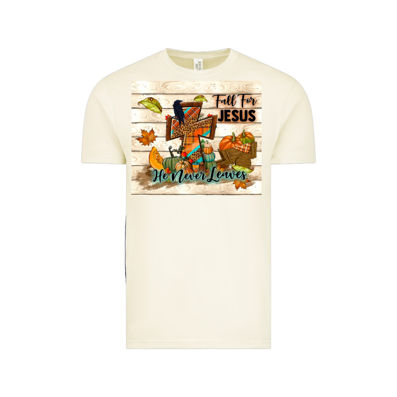 Fall For Jesus He Never Leaves Vintage Tee by TumblerDesignByShophia | Teevron