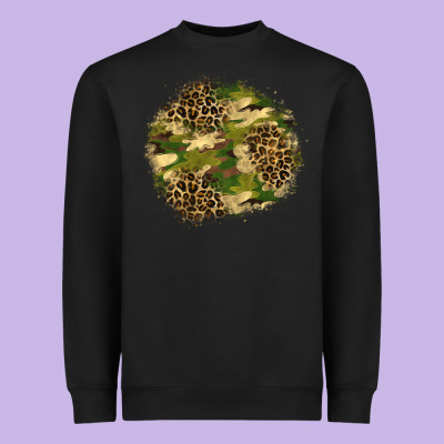 Camouflage And Leopard Patch  2 Heavyweight Sweatshirt Designed By Bundleandbundleshop