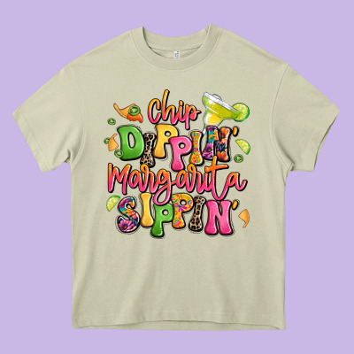 Chip Dippin' Margarita Sippin' Heavy Core Tee Designed By Lillyallendesigns
