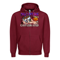 Burgundy Dead Inside Caffeinated Zipper Hoodie - CowhideDigitalArt