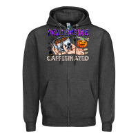 Charcoal Heather Dead Inside Caffeinated Zipper Hoodie - CowhideDigitalArt