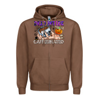 Chestnut Dead Inside Caffeinated Zipper Hoodie - CowhideDigitalArt