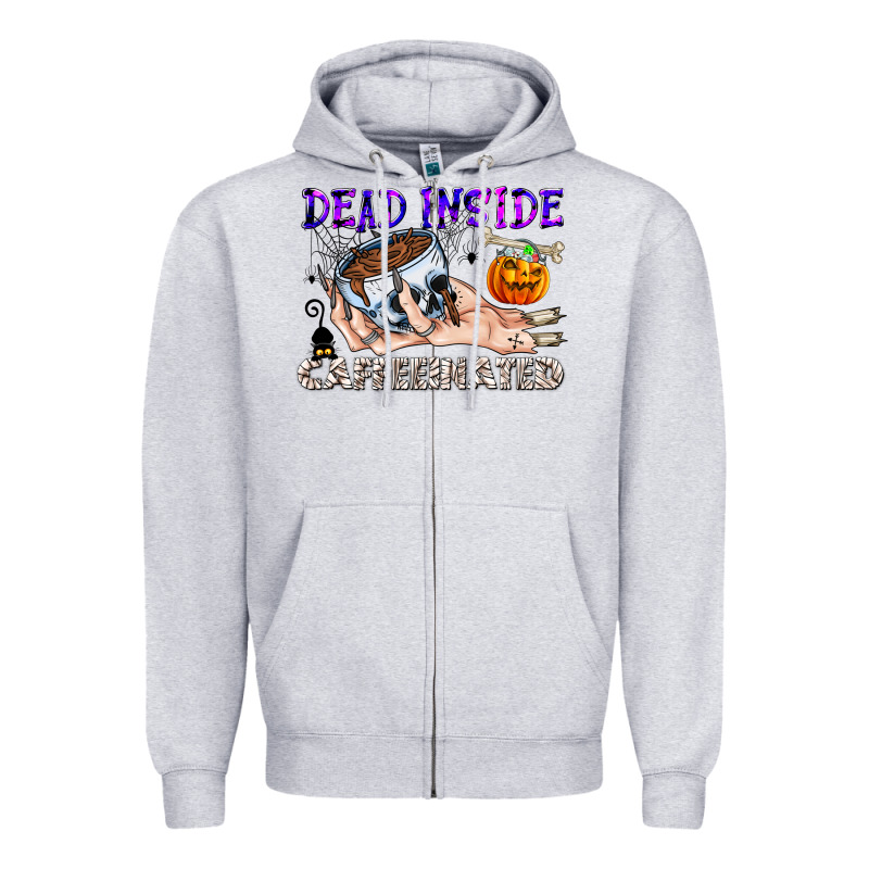 Dead Inside Caffeinated Zipper Hoodie by CowhideDigitalArt | Teevron