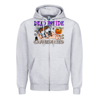 Heather Grey Dead Inside Caffeinated Zipper Hoodie - CowhideDigitalArt