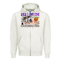 Oatmeal Heather Dead Inside Caffeinated Zipper Hoodie - CowhideDigitalArt
