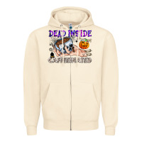 Sandshell Dead Inside Caffeinated Zipper Hoodie - CowhideDigitalArt