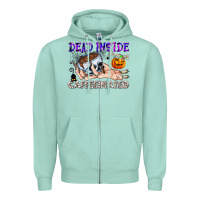 Seafoam Dead Inside Caffeinated Zipper Hoodie - CowhideDigitalArt