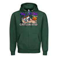 Sports Green Dead Inside Caffeinated Zipper Hoodie - CowhideDigitalArt