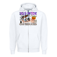 White Dead Inside Caffeinated Zipper Hoodie - CowhideDigitalArt