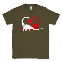 Army Green funny hearts love dinosaur valentine s day gift boys girls Classic Tee - minhPixels