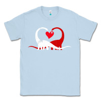 Dusty Blue funny hearts love dinosaur valentine s day gift boys girls Classic Tee - minhPixels