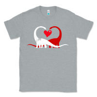Heather Grey funny hearts love dinosaur valentine s day gift boys girls Classic Tee - minhPixels