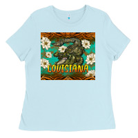 Baby Blue louisiana alligator tumbler Ladies Tee - BarkalooDesign