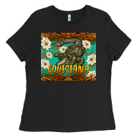 Black louisiana alligator tumbler Ladies Tee - BarkalooDesign