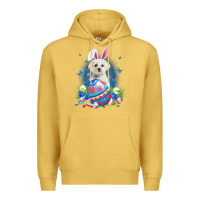 Antique Gold Bunny Maltese With Egg Basket Easter Flower Hunting Egg Premium Hoodie - minhPixels