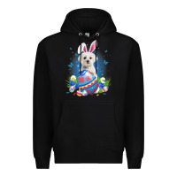 Black Bunny Maltese With Egg Basket Easter Flower Hunting Egg Premium Hoodie - minhPixels