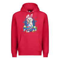 Cardinal Bunny Maltese With Egg Basket Easter Flower Hunting Egg Premium Hoodie - minhPixels