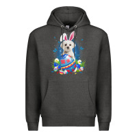 Charcoal Heather Bunny Maltese With Egg Basket Easter Flower Hunting Egg Premium Hoodie - minhPixels